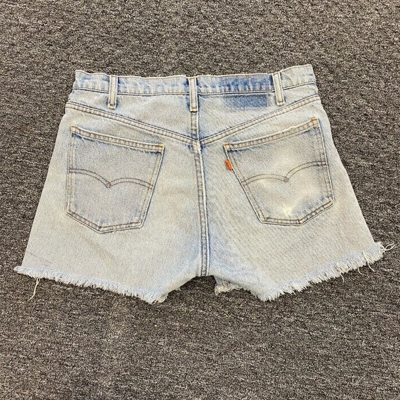 70's Orange Tab Levi's Cutoff Jean Shorts Size 32 Vintage High Rise Light Denim - Picture 6 of 11